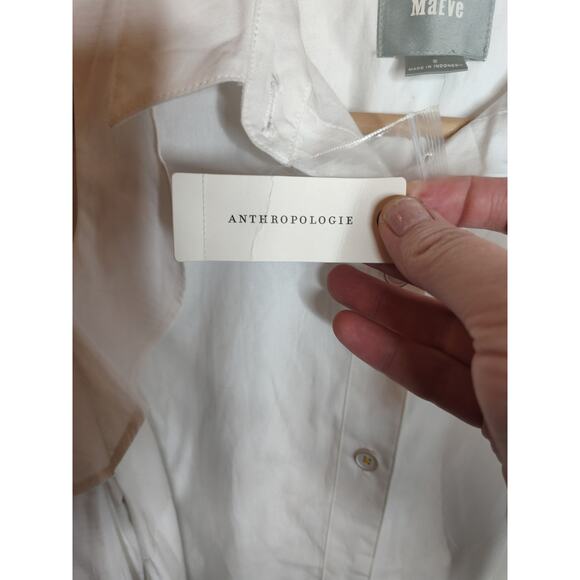 Maeve Anthropologie NWT Ruffle Open-Shoulder Poplin Blouse S - Picture 5 of 9